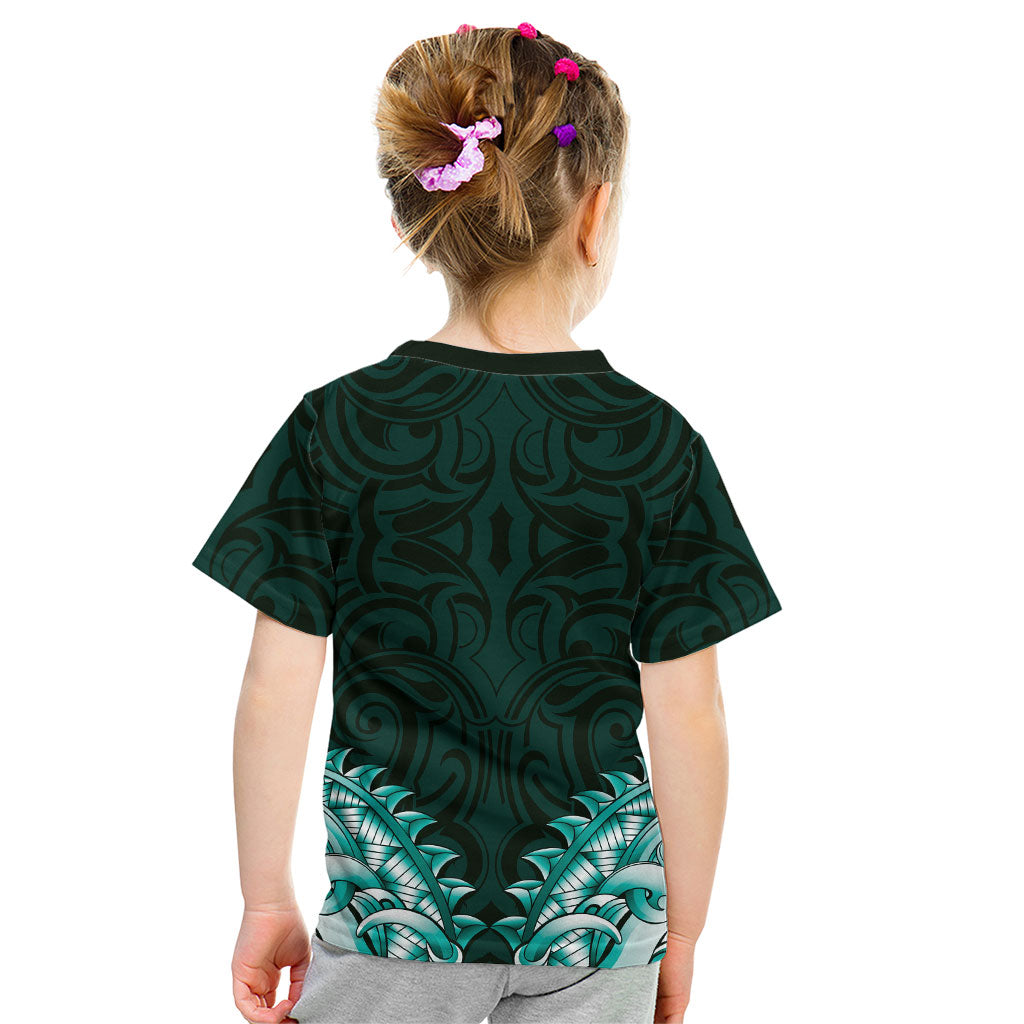 New Zealand Ta Moko Kid T Shirt Aotearoa Maori Chest Tattoo Turquoise
