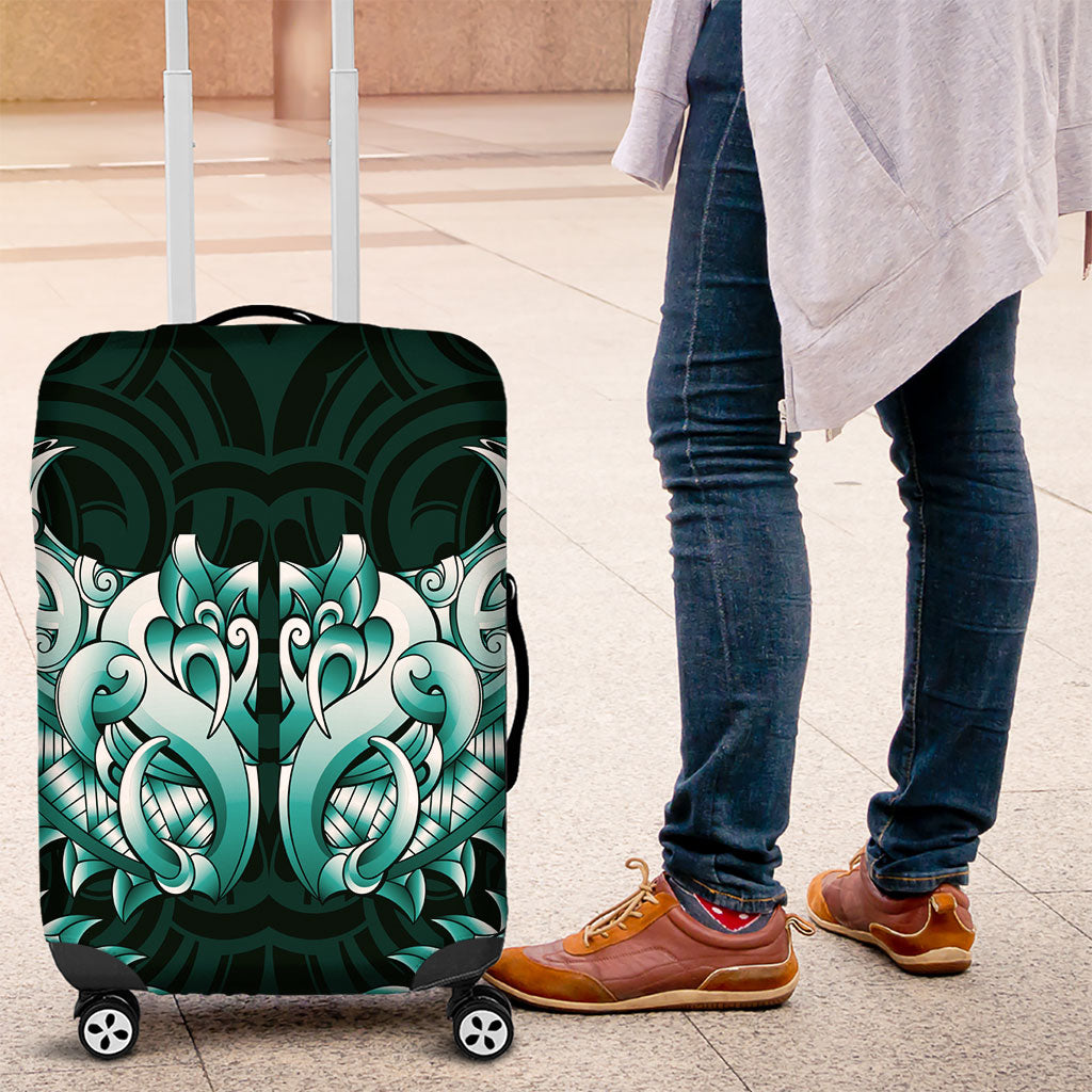 New Zealand Ta Moko Luggage Cover Aotearoa Maori Chest Tattoo Turquoise