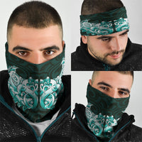 New Zealand Ta Moko Neck Gaiter Aotearoa Maori Chest Tattoo Turquoise