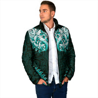 New Zealand Ta Moko Padded Jacket Aotearoa Maori Chest Tattoo Turquoise