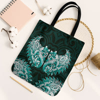 New Zealand Ta Moko Tote Bag Aotearoa Maori Chest Tattoo Turquoise