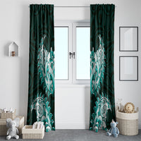 New Zealand Ta Moko Window Curtain Aotearoa Maori Chest Tattoo Turquoise