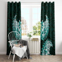New Zealand Ta Moko Window Curtain Aotearoa Maori Chest Tattoo Turquoise