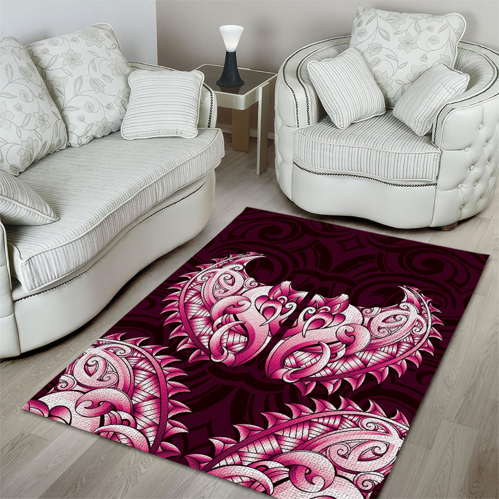 New Zealand Ta Moko Area Rug Aotearoa Maori Chest Tattoo Pink