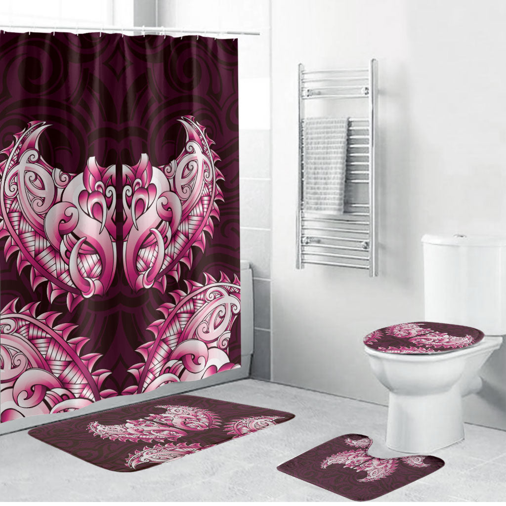 New Zealand Ta Moko Bathroom Set Aotearoa Maori Chest Tattoo Pink LT14 Bathroom Set (4 pcs) Pink - Polynesian Pride