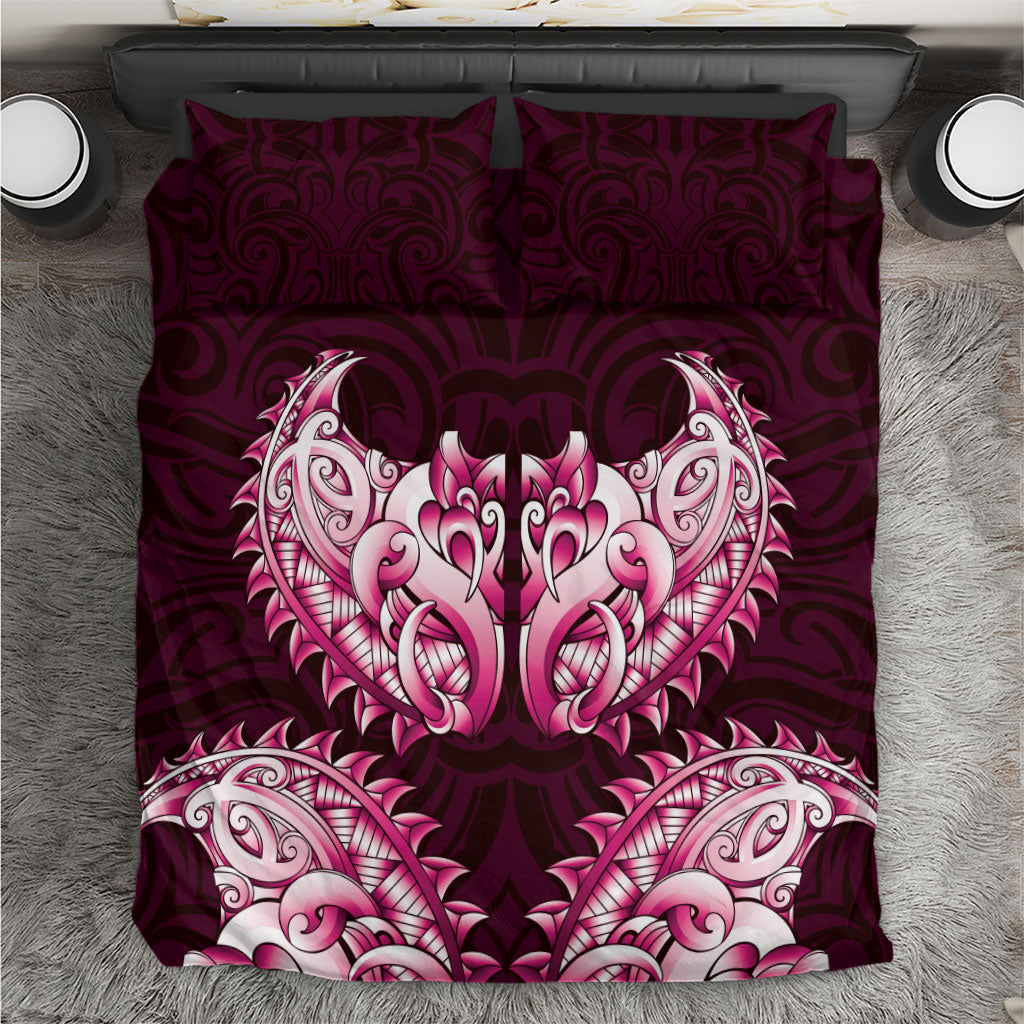 New Zealand Ta Moko Bedding Set Aotearoa Maori Chest Tattoo Pink