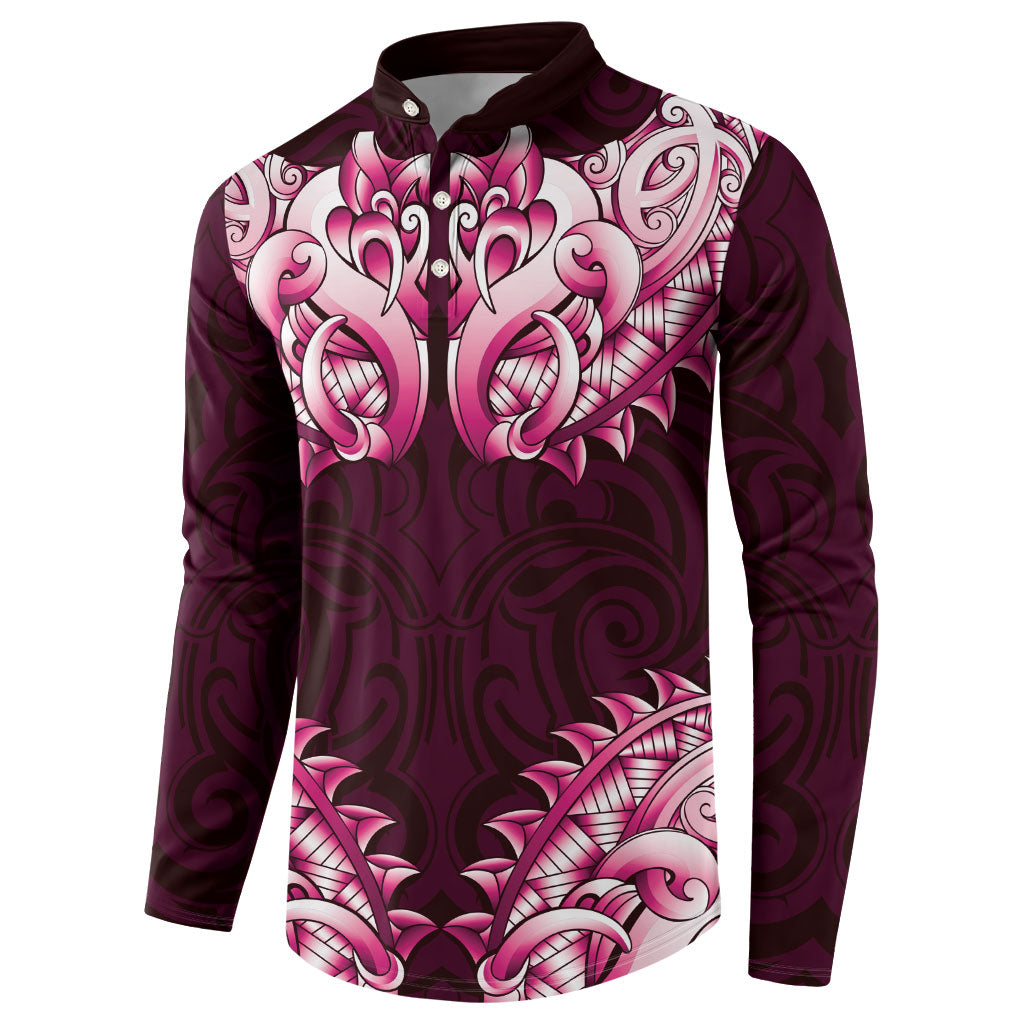 New Zealand Ta Moko Button Sweatshirt Aotearoa Maori Chest Tattoo Pink