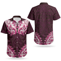 New Zealand Ta Moko Couples Matching Short Sleeve Bodycon Dress and Hawaiian Shirt Aotearoa Maori Chest Tattoo Pink