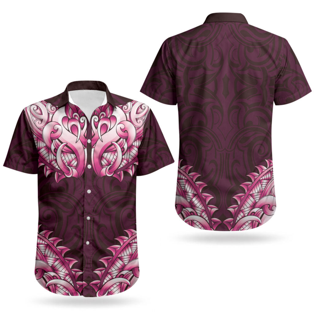 New Zealand Ta Moko Couples Matching Tank Maxi Dress and Hawaiian Shirt Aotearoa Maori Chest Tattoo Pink
