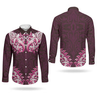 New Zealand Ta Moko Couples Matching Tank Maxi Dress and Long Sleeve Button Shirt Aotearoa Maori Chest Tattoo Pink