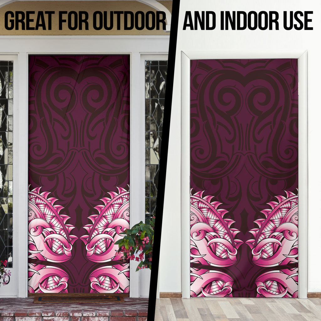 New Zealand Ta Moko Door Cover Aotearoa Maori Chest Tattoo Pink