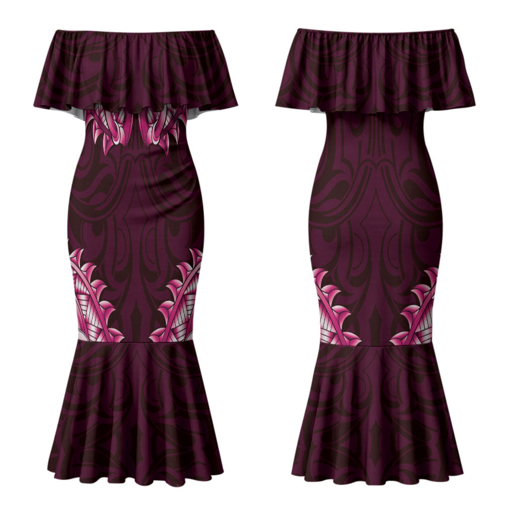 New Zealand Ta Moko Family Matching Mermaid Dress and Hawaiian Shirt Aotearoa Maori Chest Tattoo Pink