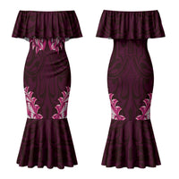 New Zealand Ta Moko Family Matching Mermaid Dress and Hawaiian Shirt Aotearoa Maori Chest Tattoo Pink