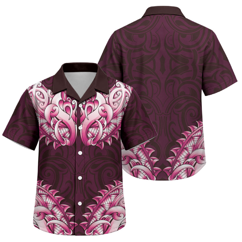 New Zealand Ta Moko Family Matching Summer Maxi Dress and Hawaiian Shirt Aotearoa Maori Chest Tattoo Pink