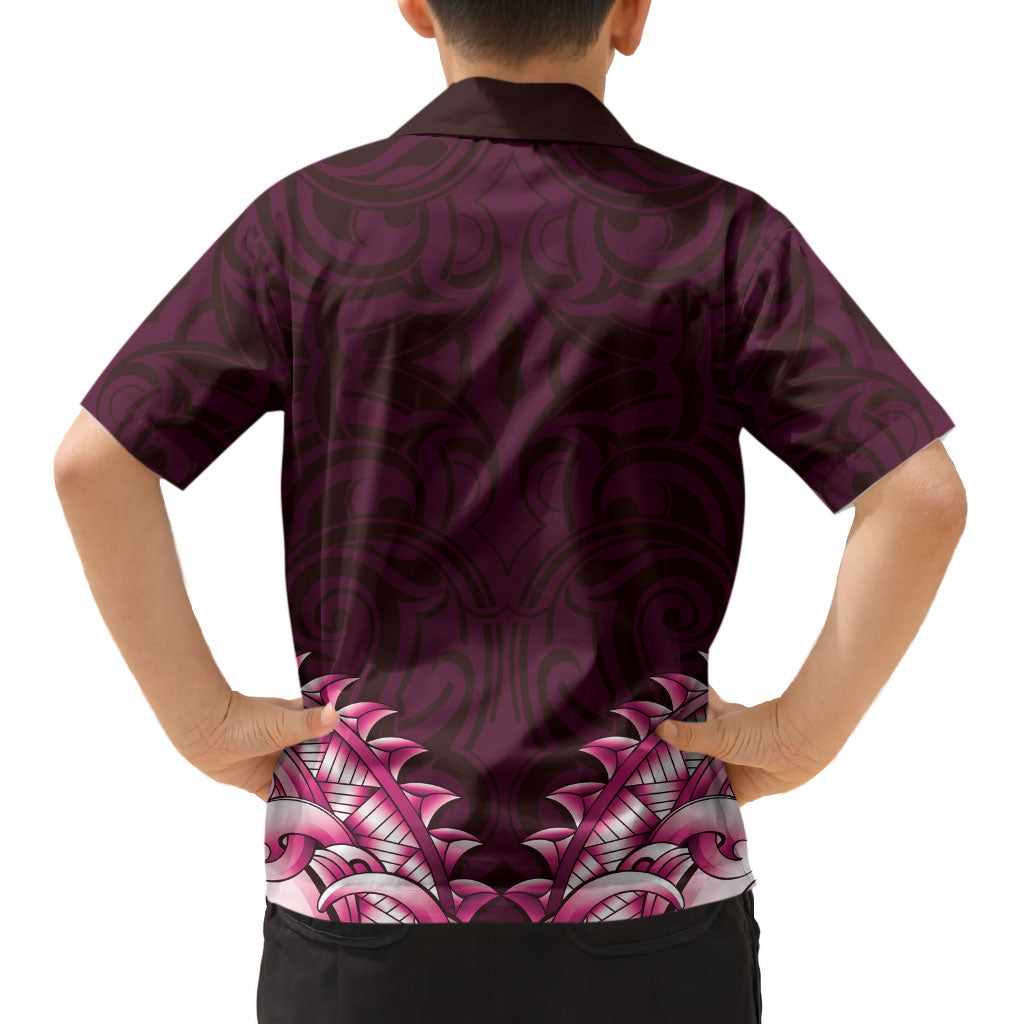 New Zealand Ta Moko Kid Hawaiian Shirt Aotearoa Maori Chest Tattoo Pink LT14 - Polynesian Pride