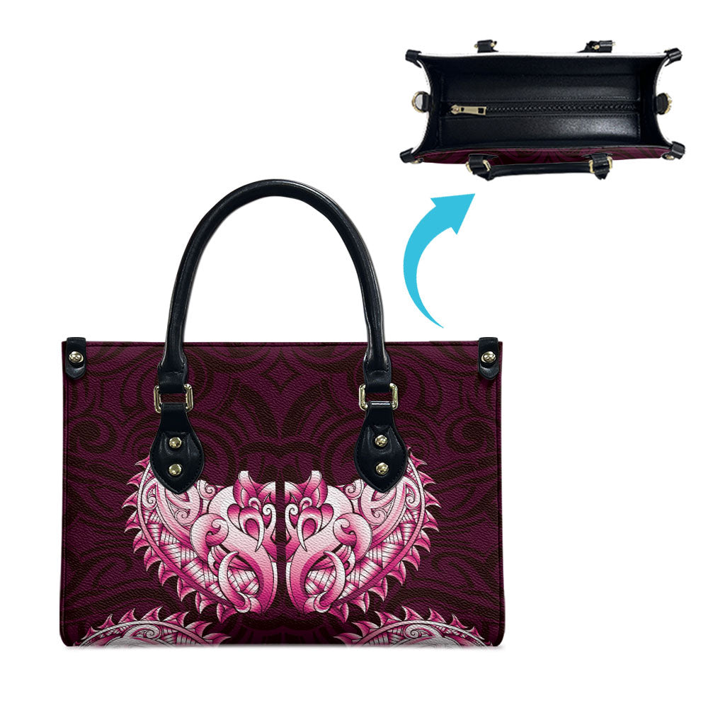 New Zealand Ta Moko Leather Bag Aotearoa Maori Chest Tattoo Pink