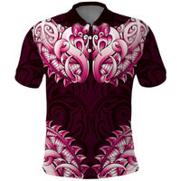 New Zealand Ta Moko Polo Shirt Aotearoa Maori Chest Tattoo Pink