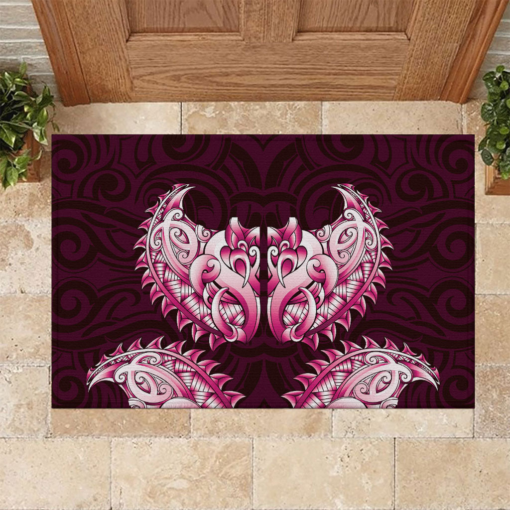 New Zealand Ta Moko Rubber Doormat Aotearoa Maori Chest Tattoo Pink