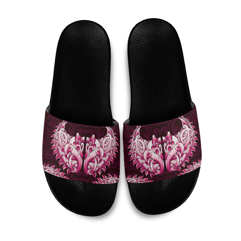 New Zealand Ta Moko Slide Sandals Aotearoa Maori Chest Tattoo Pink