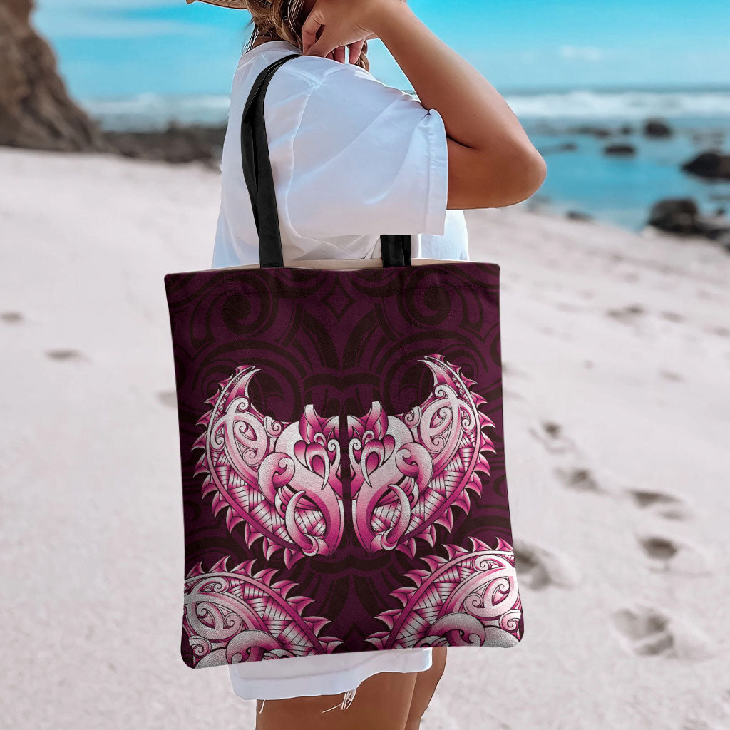 New Zealand Ta Moko Tote Bag Aotearoa Maori Chest Tattoo Pink