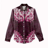 New Zealand Ta Moko Women Casual Shirt Aotearoa Maori Chest Tattoo Pink