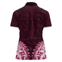New Zealand Ta Moko Women Polo Shirt Aotearoa Maori Chest Tattoo Pink