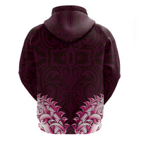 New Zealand Ta Moko Zip Hoodie Aotearoa Maori Chest Tattoo Pink
