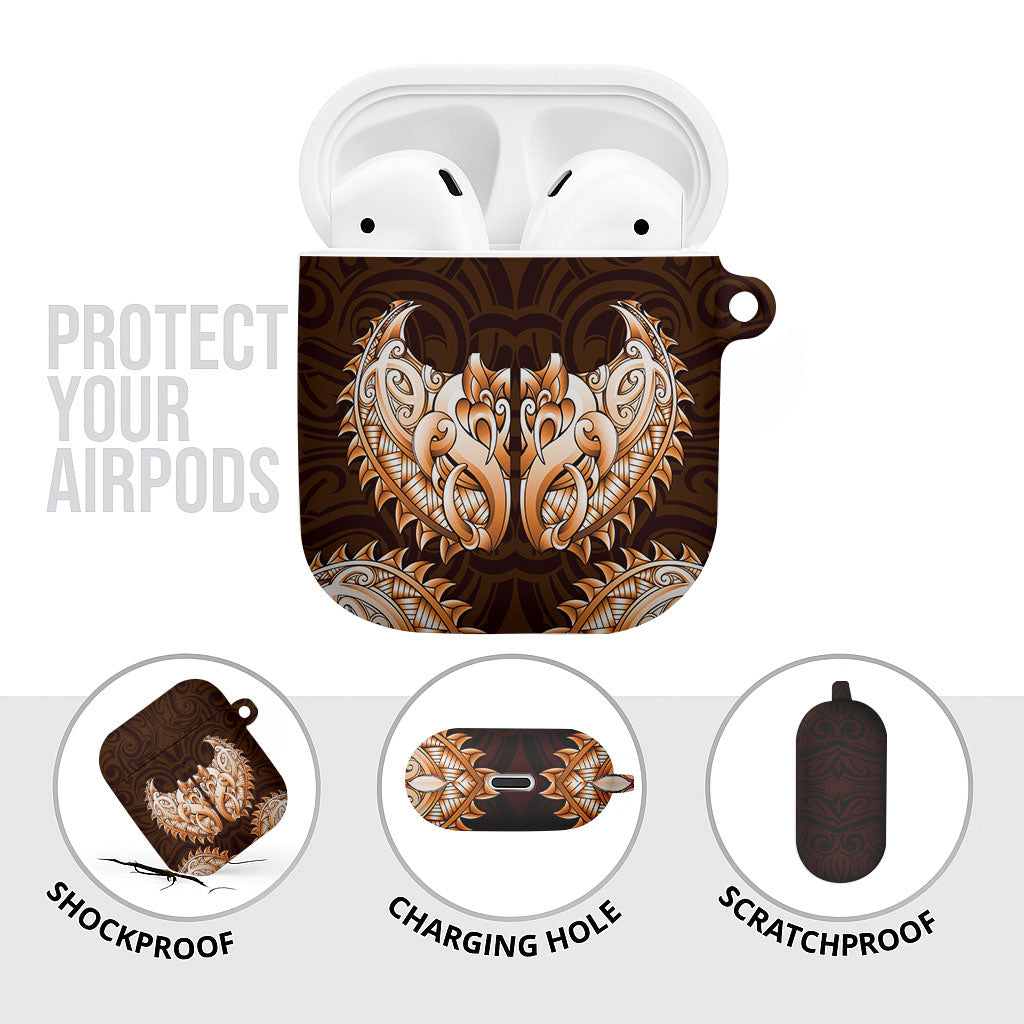 New Zealand Ta Moko AirPods Case Aotearoa Maori Chest Tattoo Orange