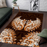 New Zealand Ta Moko Area Rug Aotearoa Maori Chest Tattoo Orange