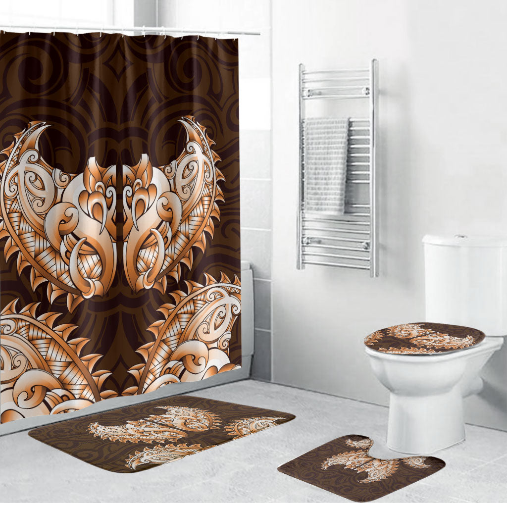 New Zealand Ta Moko Bathroom Set Aotearoa Maori Chest Tattoo Orange LT14 Bathroom Set (4 pcs) Orange - Polynesian Pride