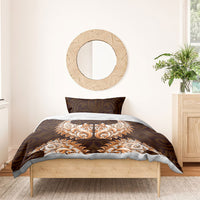 New Zealand Ta Moko Bedding Set Aotearoa Maori Chest Tattoo Orange