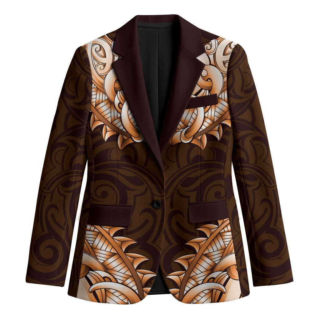 New Zealand Ta Moko Blazer Aotearoa Maori Chest Tattoo Orange LT14 Unisex Orange - Polynesian Pride