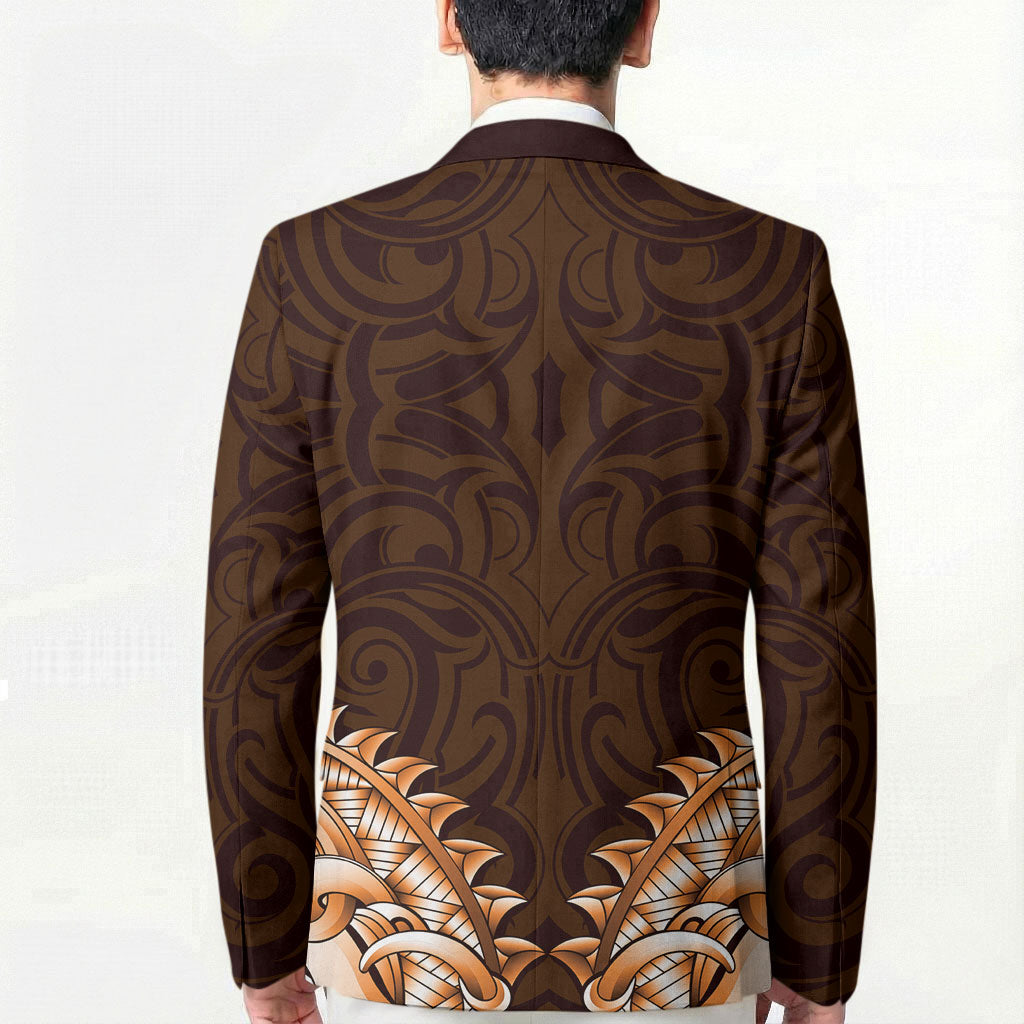 New Zealand Ta Moko Blazer Aotearoa Maori Chest Tattoo Orange