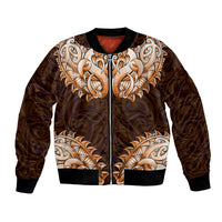 New Zealand Ta Moko Bomber Jacket Aotearoa Maori Chest Tattoo Orange