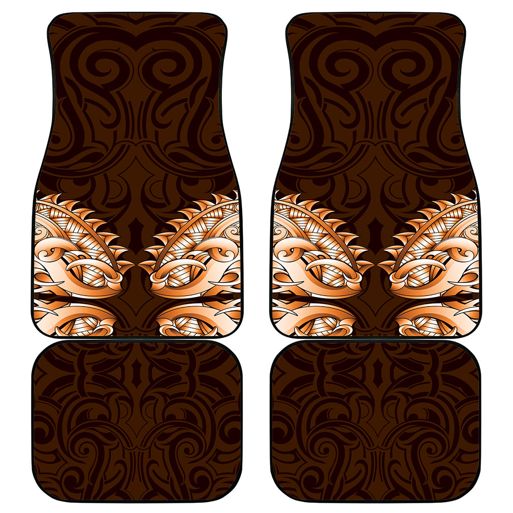 New Zealand Ta Moko Car Mats Aotearoa Maori Chest Tattoo Orange