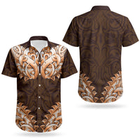 New Zealand Ta Moko Couples Matching Off Shoulder Maxi Dress and Hawaiian Shirt Aotearoa Maori Chest Tattoo Orange