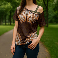 New Zealand Ta Moko Cross Shoulder Shirt Aotearoa Maori Chest Tattoo Orange