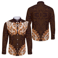 New Zealand Ta Moko Family Matching Off Shoulder Maxi Dress and Hawaiian Shirt Aotearoa Maori Chest Tattoo Orange