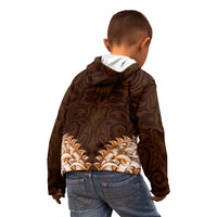 New Zealand Ta Moko Kid Hoodie Aotearoa Maori Chest Tattoo Orange