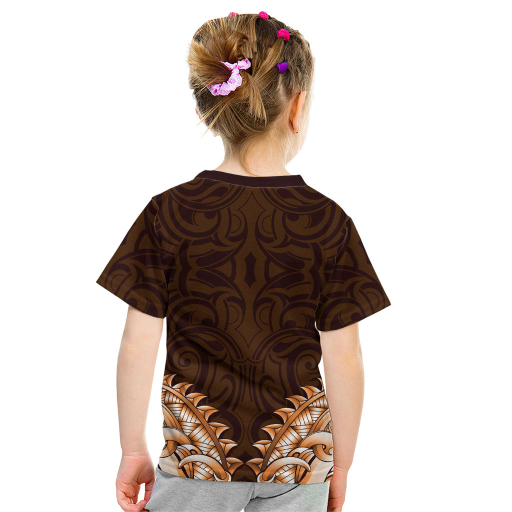 New Zealand Ta Moko Kid T Shirt Aotearoa Maori Chest Tattoo Orange