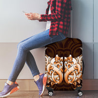 New Zealand Ta Moko Luggage Cover Aotearoa Maori Chest Tattoo Orange