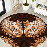 New Zealand Ta Moko Round Carpet Aotearoa Maori Chest Tattoo Orange