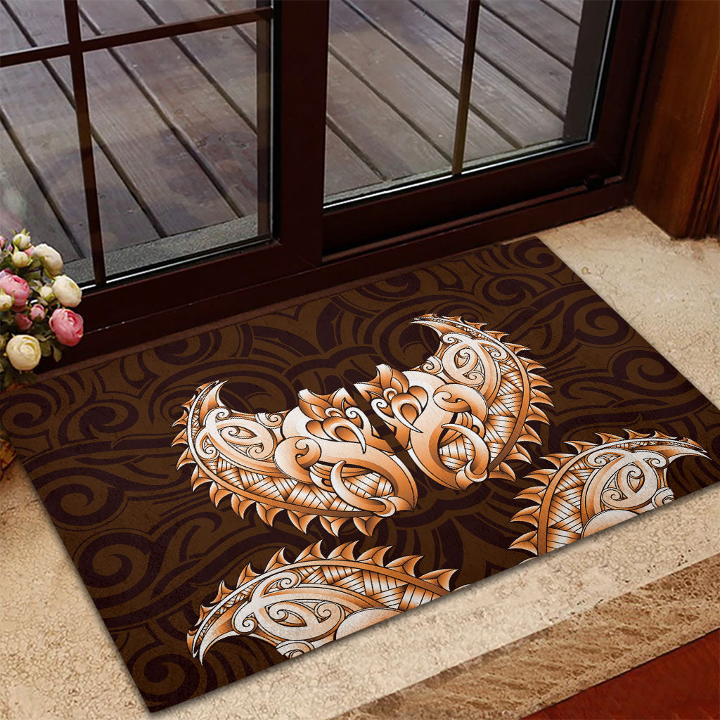 New Zealand Ta Moko Rubber Doormat Aotearoa Maori Chest Tattoo Orange