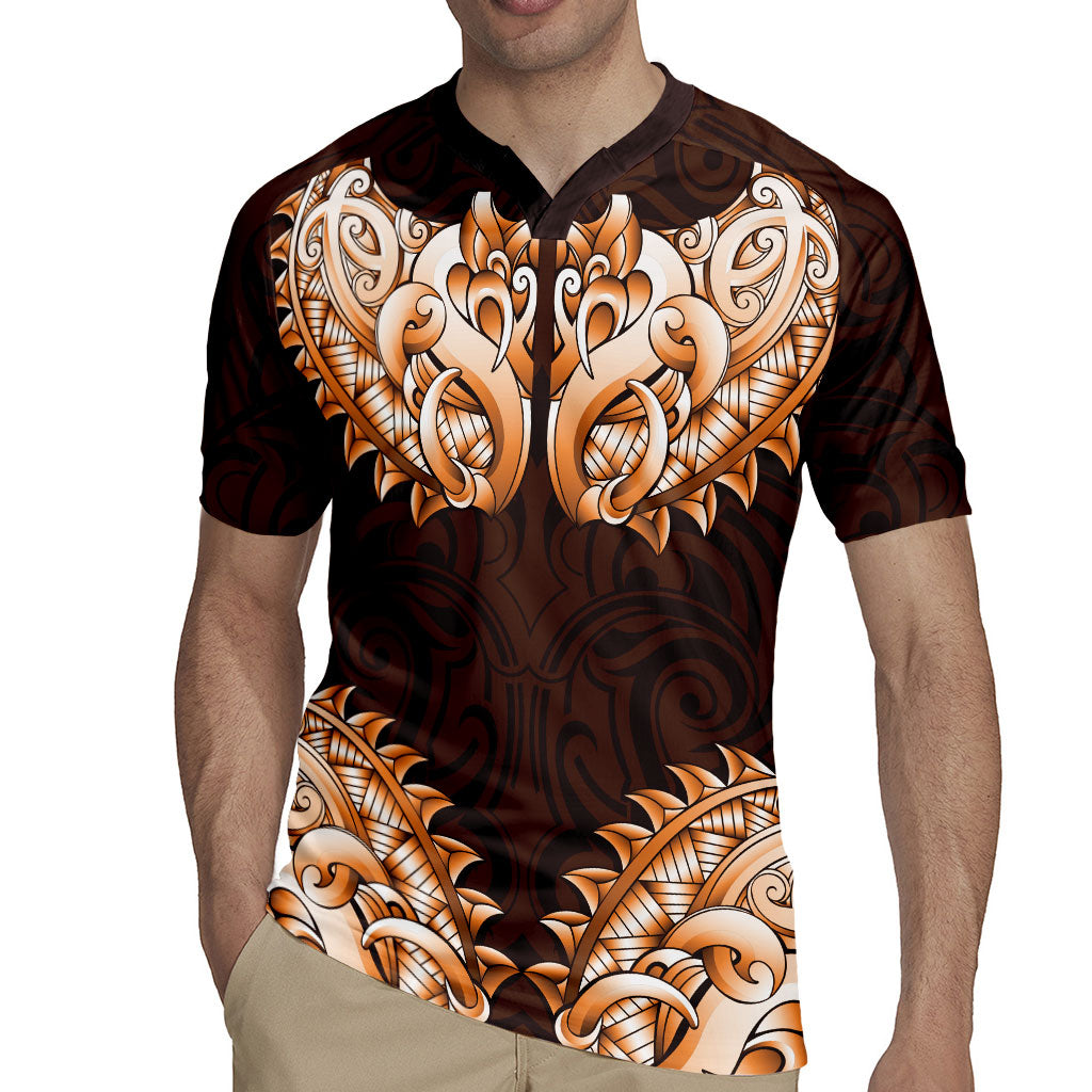 New Zealand Ta Moko Rugby Jersey Aotearoa Maori Chest Tattoo Orange