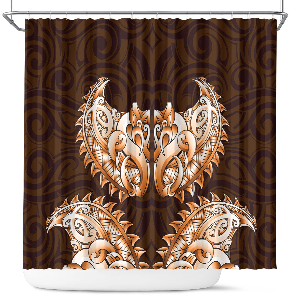 New Zealand Ta Moko Shower Curtain Aotearoa Maori Chest Tattoo Orange LT14 Orange - Polynesian Pride