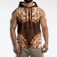 New Zealand Ta Moko Sleeveless Hoodie Aotearoa Maori Chest Tattoo Orange