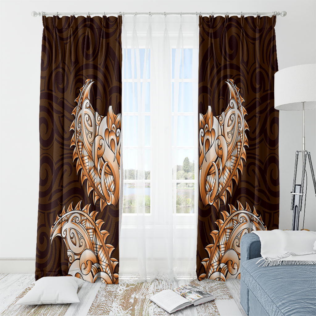 New Zealand Ta Moko Window Curtain Aotearoa Maori Chest Tattoo Orange