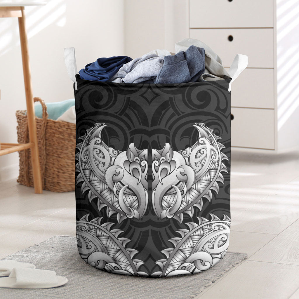 New Zealand Ta Moko Laundry Basket Aotearoa Maori Chest Tattoo Black