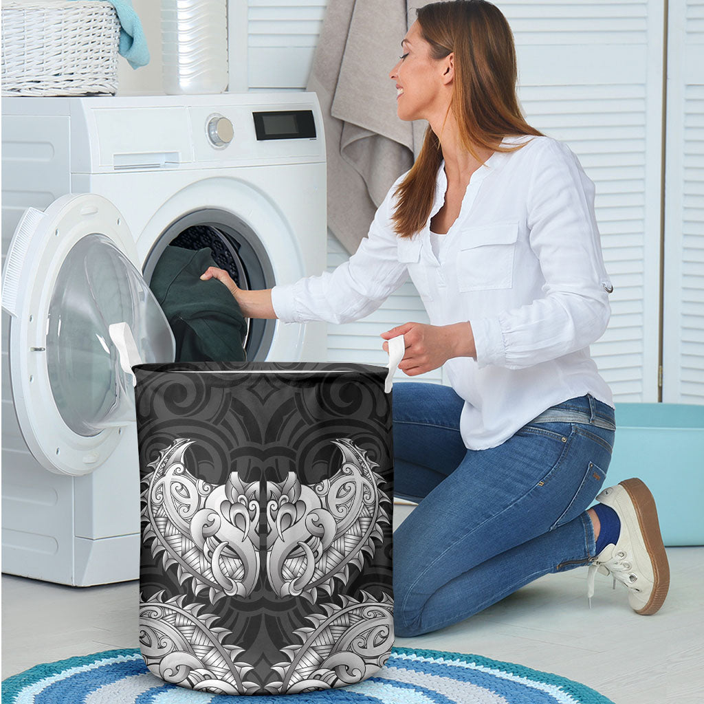 New Zealand Ta Moko Laundry Basket Aotearoa Maori Chest Tattoo Black