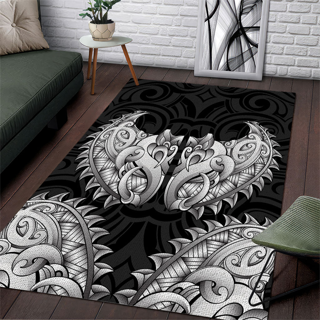New Zealand Ta Moko Area Rug Aotearoa Maori Chest Tattoo Black